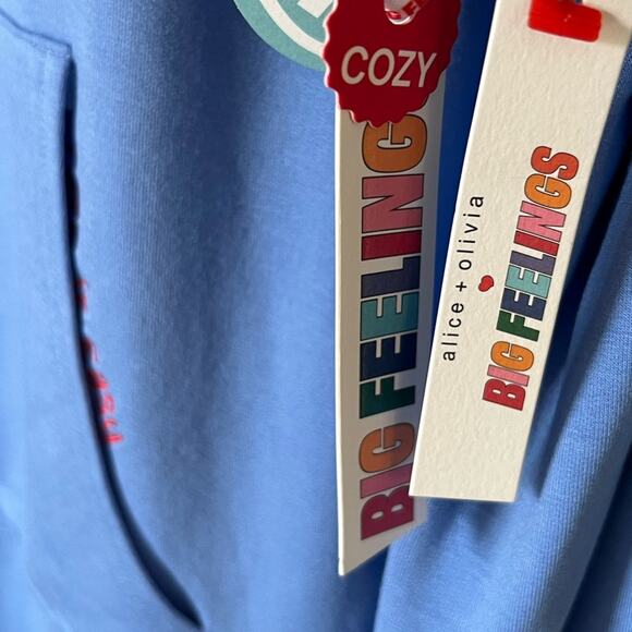 Alice + Olivia x Big Feelings Zip Hoodie, Eloise light blue, NEW Medium - Picture 4 of 7